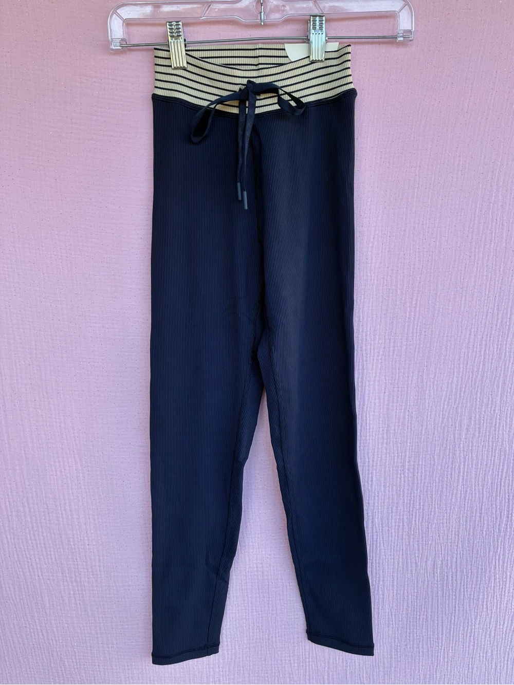 aerie Ribbed Drawcord 7/8 Leggings Navy Blue NWT